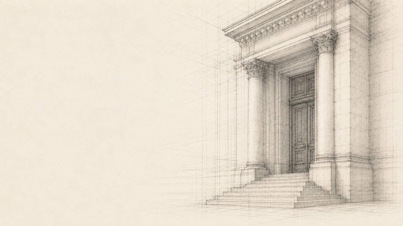 Architectural pencil sketch of a classical columned entrance